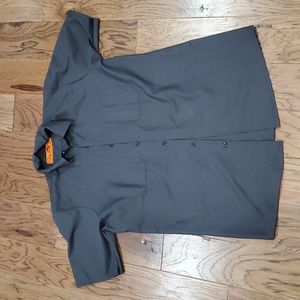 Men's Gray Red Kap Collared Button Down Work Shirt, size Medium